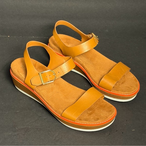 Cole Haan Shoes - COLE HAAN Women's 8 OriginalGrand Flatform Leather Buckle Wedge Sandals Cognac